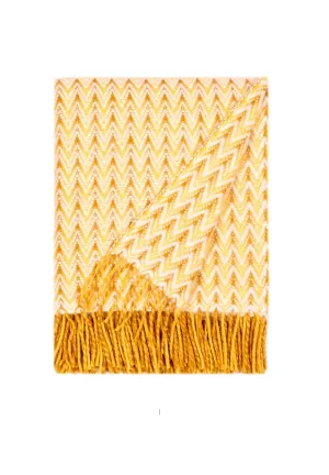 Wave Wool Design blanket throw - Yellow