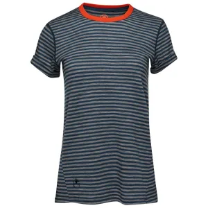 Womens Merino 150 Roll Sleeve Tee (Mini Stripe Petrol/Charcoal)